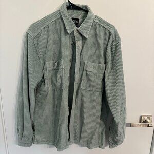 ZARA Corduroy Button Up Pastel Green